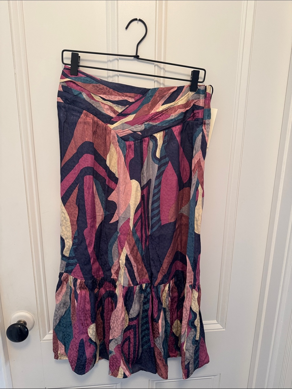 ba&sh Multicolor Abstract Maxi Skirt in Navy, Pink, Cream